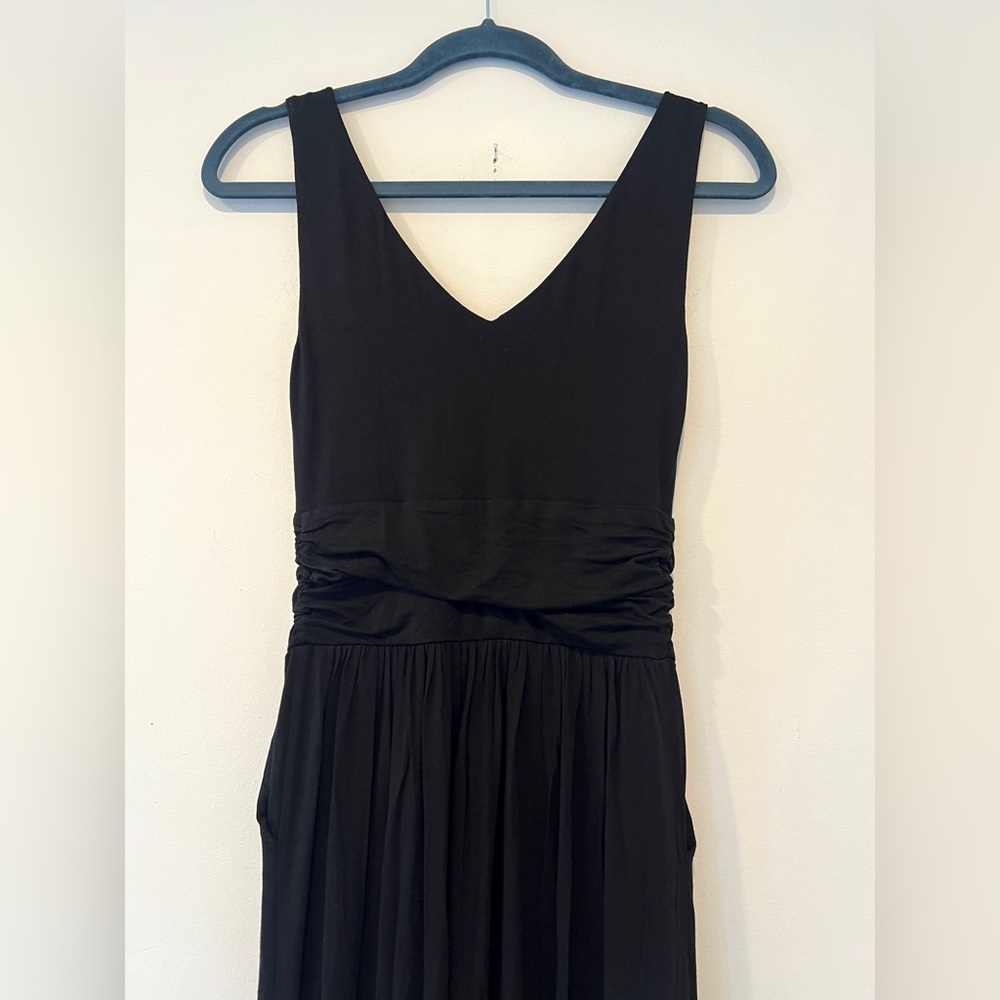 Brass the tank maxi dress sleeveless black jersey stretch pockets small - Picture 12 of 15